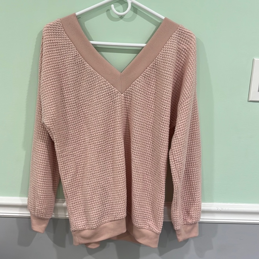 cute v-neck pink sweater